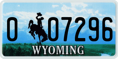 WY license plate 007296