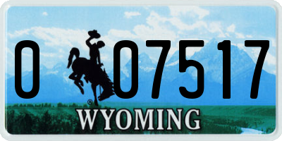 WY license plate 007517