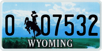 WY license plate 007532