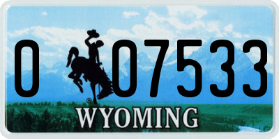 WY license plate 007533