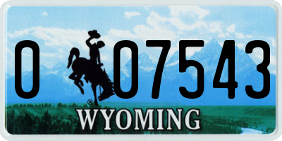 WY license plate 007543
