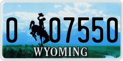 WY license plate 007550