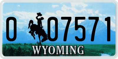 WY license plate 007571