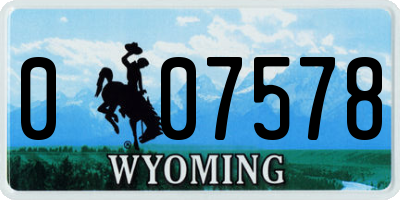 WY license plate 007578
