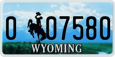 WY license plate 007580