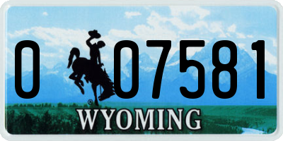 WY license plate 007581
