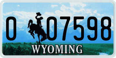 WY license plate 007598