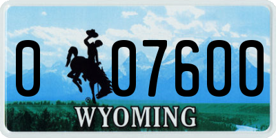WY license plate 007600