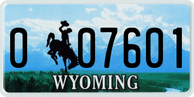 WY license plate 007601