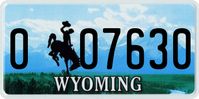 WY license plate 007630