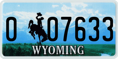 WY license plate 007633