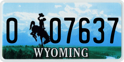WY license plate 007637