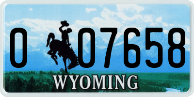 WY license plate 007658