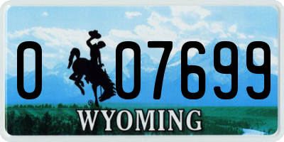 WY license plate 007699