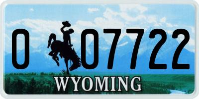 WY license plate 007722