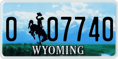 WY license plate 007740