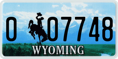 WY license plate 007748