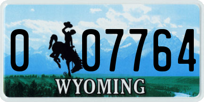 WY license plate 007764
