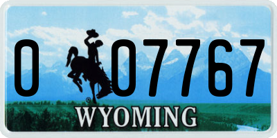 WY license plate 007767