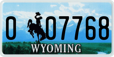 WY license plate 007768
