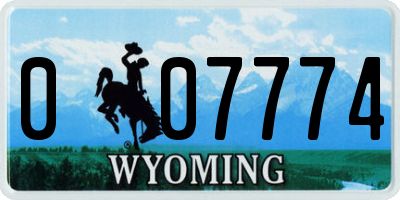 WY license plate 007774
