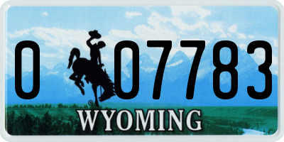 WY license plate 007783