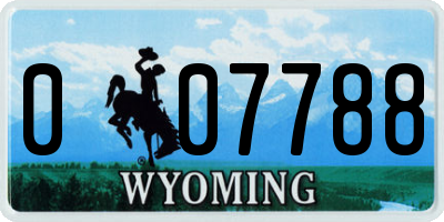 WY license plate 007788