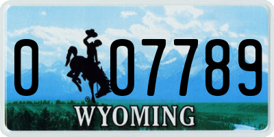 WY license plate 007789
