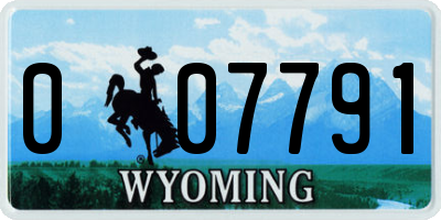 WY license plate 007791