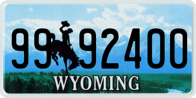 WY license plate 9992400