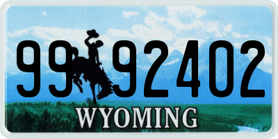 WY license plate 9992402