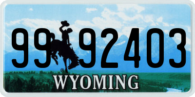 WY license plate 9992403