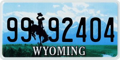 WY license plate 9992404