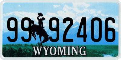 WY license plate 9992406