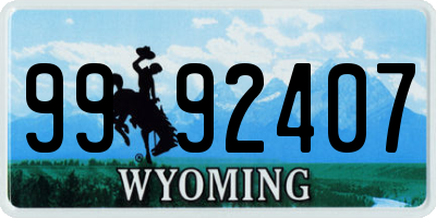 WY license plate 9992407