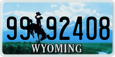 WY license plate 9992408