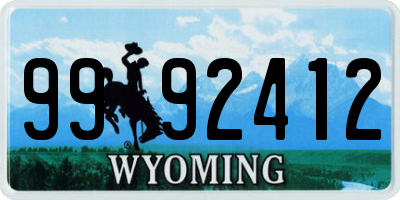 WY license plate 9992412