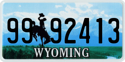 WY license plate 9992413