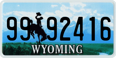 WY license plate 9992416