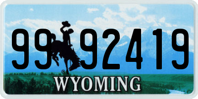 WY license plate 9992419