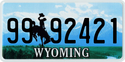 WY license plate 9992421