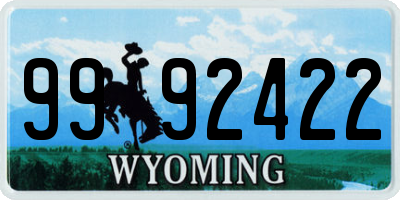 WY license plate 9992422