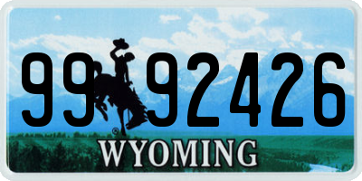 WY license plate 9992426