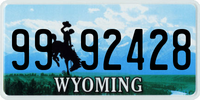 WY license plate 9992428