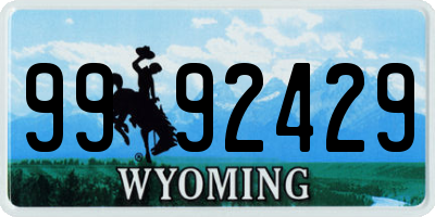 WY license plate 9992429