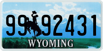 WY license plate 9992431