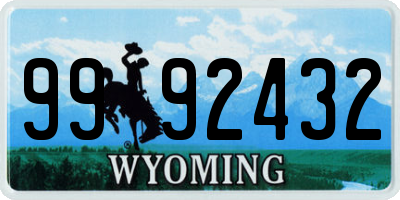 WY license plate 9992432