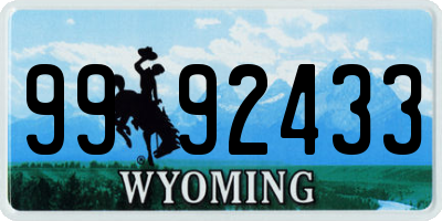 WY license plate 9992433