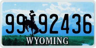WY license plate 9992436