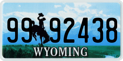 WY license plate 9992438
